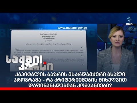 კაპიტალის ბაზრის მხარდამჭერი ახალი პროგრამა - რა კრიტერიუმების მიხედვით დაფინანსდებიან კომპანიები?